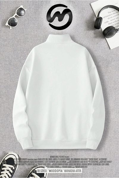 Moodopia Half Zipper Los Angeles Printed Sweatshirt