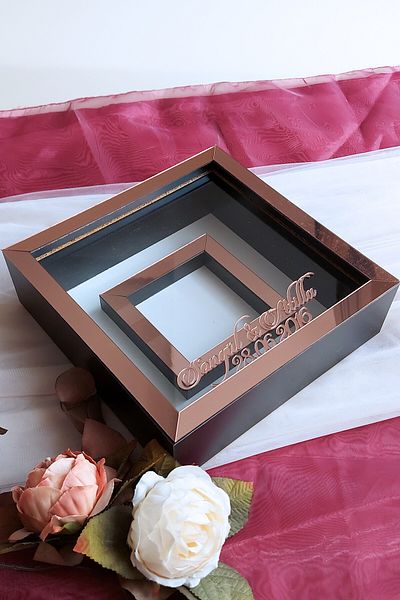 Verda Çerçeve إطار الذاكرة باللون الأسود الوردي مقاس 25 × 25 سم - إطار الذاكرة بعمق 6 سم