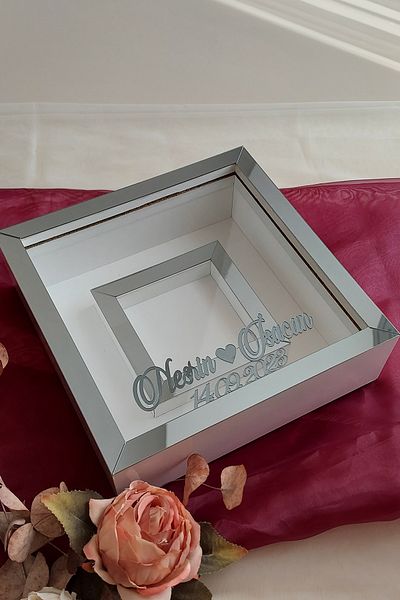 Verda Çerçeve Rama de memorie 25x25 cm cu sectiune foto - Rama de memorie adâncime de 6 cm - Nume si data cadou