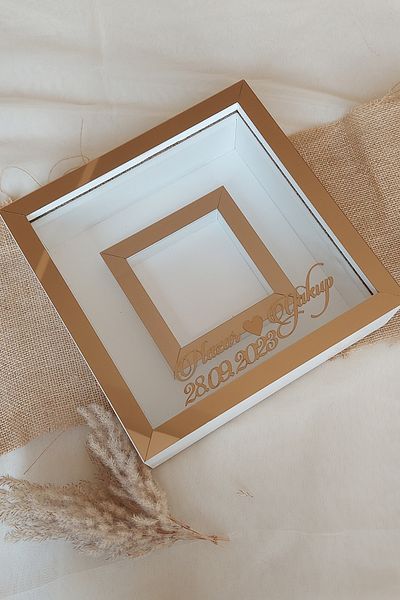Verda Çerçeve Rama de memorie 25x25 cm cu sectiune foto - Rama de memorie adâncime de 6 cm - Nume si data cadou