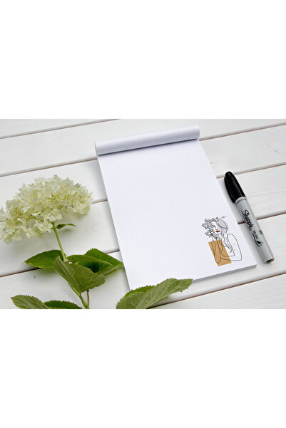 Bküp Tasarım Kadın Line Art Memopad/ Notepad/ Defter