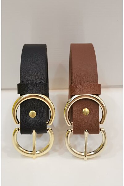 Tekin Saraciye حزام نسائي 2 حزمة أسود تان