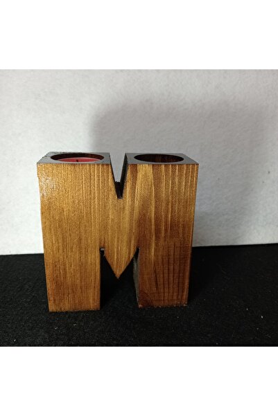 ramse hediyelik eşya ahşap harf mumluk (M harfi)