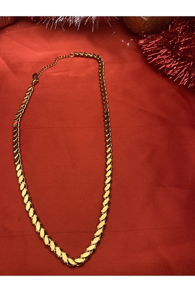 Çelik 14 AYAR ALTIN KAPLAMA ÜZERİNE ÇELİK ARPA ZİNCİR KOLYE