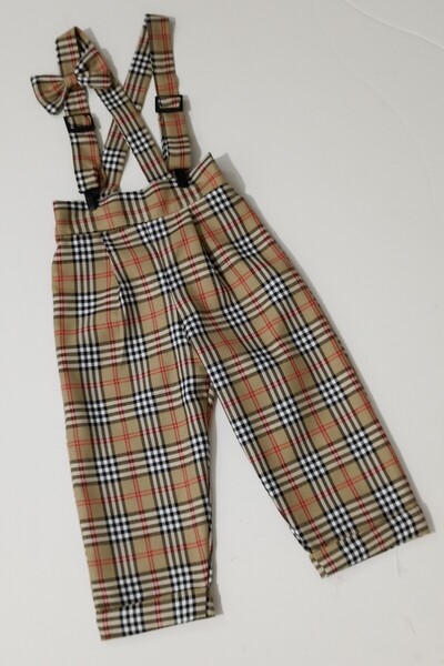 moms and babies Erkek Çocuk Bebek Pantolon Salopet Borbory Ekose Desenli 0 - 5 Yaş