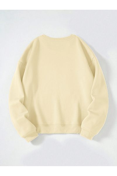 Ginevra Φούτερ Unisex Crew Neck Goose Bumps με στάμπα Oversize Loose Cut Fleece φούτερ
