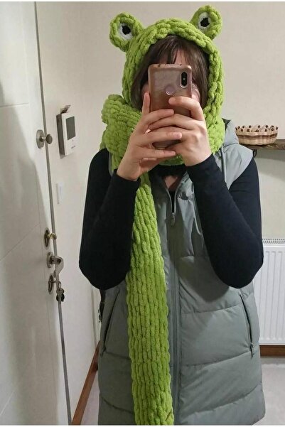 MEGAHOBİEVİ Puffy Balaclava - yeşil kurbağa balaklava atkı-bere