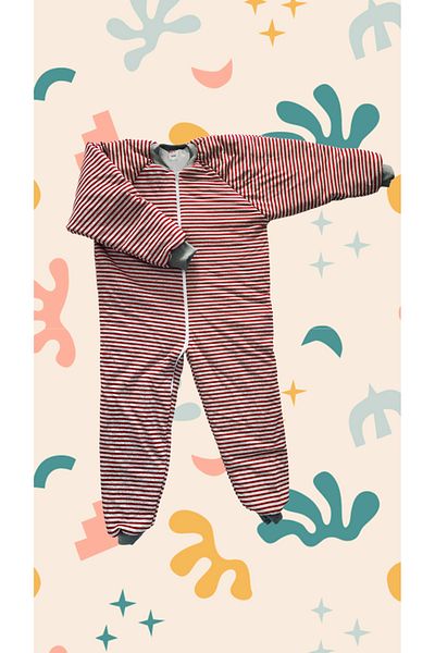 ÖZLEM BEBE Red Striped Sleeping Bag for Ages 13-16