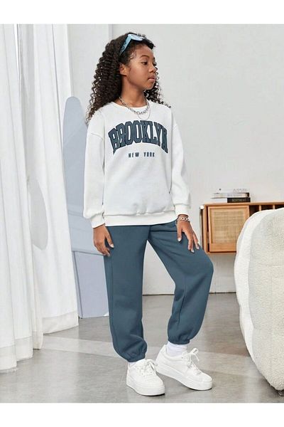 Keywest Παιδική Μπρούκλιν εμπριμέ φούτερ Oversize Φούτερ Σετ Φούτερ
