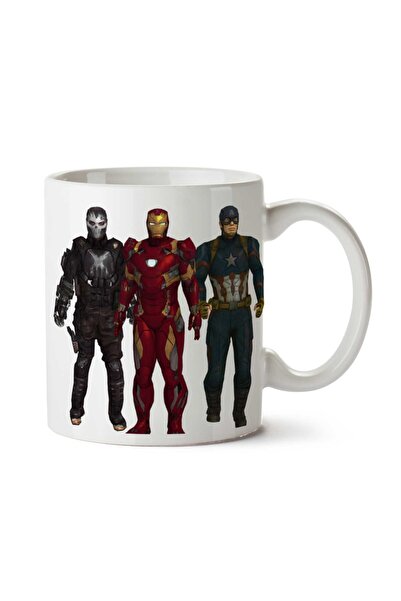 ART HEDİYE كوب كيلوجز للحرب المدنية الرجل الحديدي كابتن أمريكا مطبوع على الوجهين