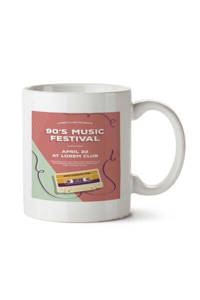 ART HEDİYE Estampa Festival Anos 90 كوب مطبوع على الجانبين