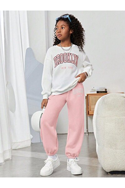 MANCY طقم بدلة رياضية للأطفال بطبعة بروكلين من الأعلى إلى الأعلى