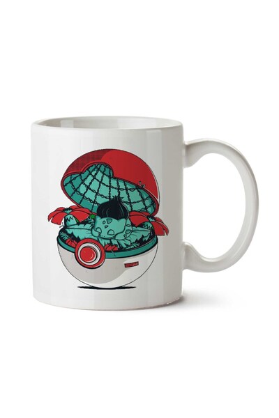ART HEDİYE Green Pokehouse Bulbasaur Pokemon Two Sided Printed Mug