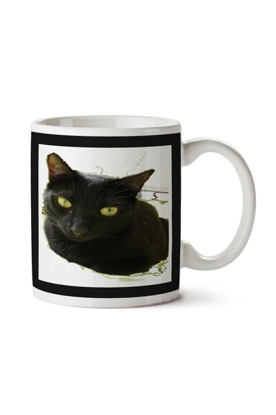 ART HEDİYE كوب للقطط السوداء مطبوع عليه وجهين من ديتونجو كات