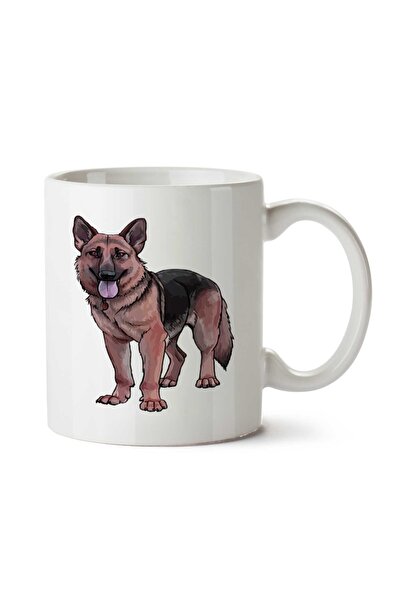 ART HEDİYE كوب مطبوع عليه وجهين من Dog Dog German Shepherd