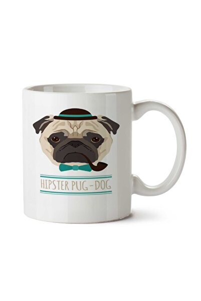 ART HEDİYE كوب مطبوع عليه عبارة Hipster Pug-Dog على الجانبين