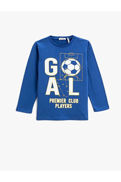 Koton Langarm-T-Shirt aus bedruckter Baumwolle mit Rundhalsausschnitt