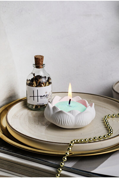 LALEZEN HOME Çiçek Mumluk Modelde Renkli İnci Toz Mum 100gram