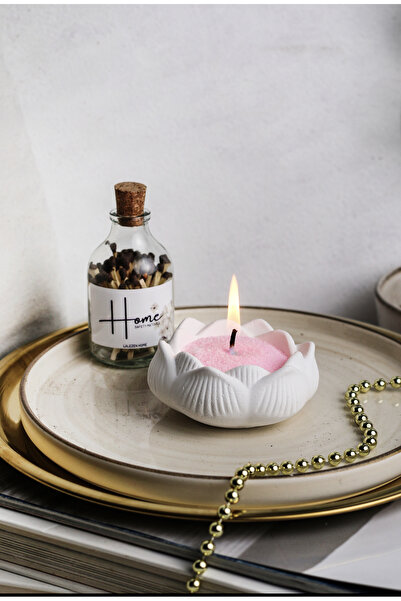 LALEZEN HOME Çiçek Mumluk Modelde Renkli İnci Toz Mum 100gram