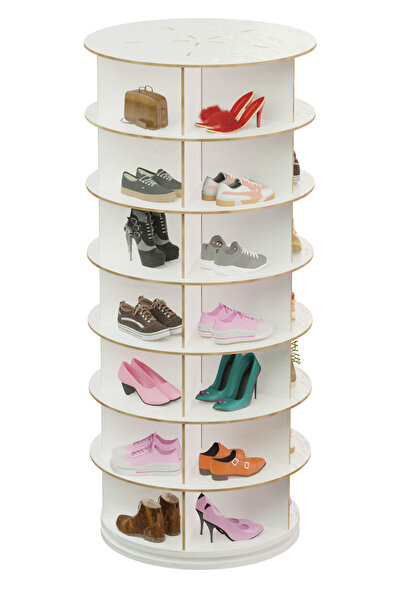 Mionte Flat-Pack 360° Dönen Ayakkabı Rafı ,Yuvarlak, Dönen Ayakkabı Kulesi