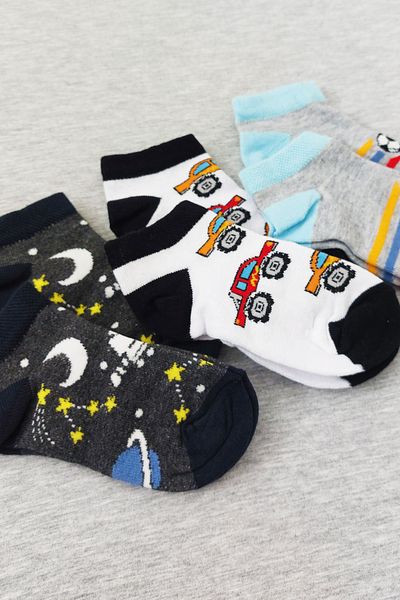 Sensu Boy's Booties Cotton Socks 6 Pack Assorted Colors - Crp2171