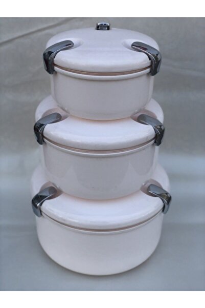 Galeria Fresh 3lü Kapaklı Kelepçeli Saklama Kabı Beyaz