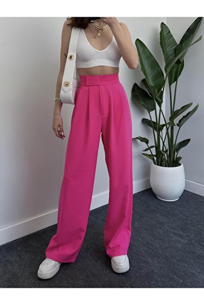 Pubi Γυναικείο φαρδύ παντελόνι Viva Magenta Velcro στη μέση