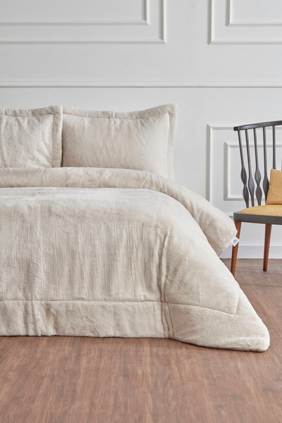 Karaca Home Fluffy Çift Kişilik Kürk Yatak Örtüsü Bej