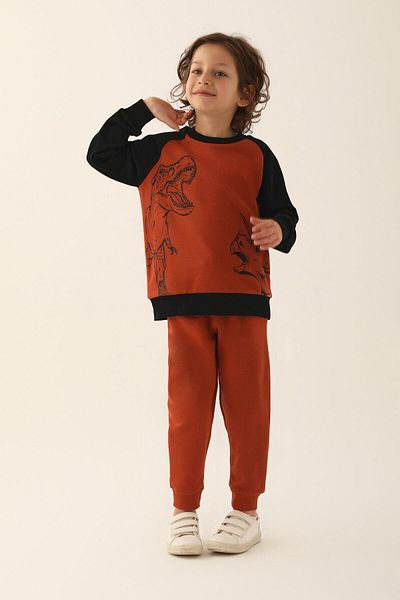 ROLY POLY RP3189-2 بدلة رياضية برقبة دائرية وطبعة ديناصور رولي بولي 2-8 سنوات