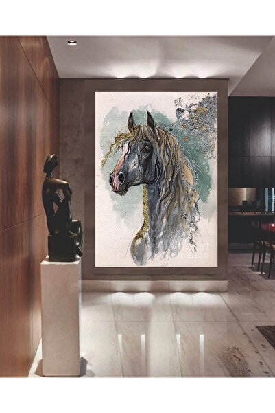 HDART Soyut At Tay Resimli Dekorasyon Kanvas Tablo Salon Yatak Oturma Odası O...