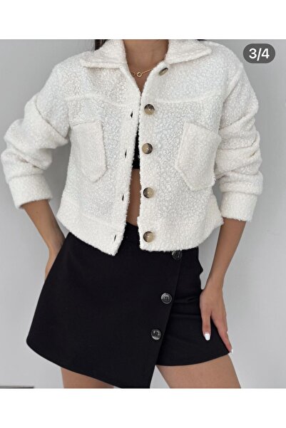 ÇİZGİ Cepli Ekru Buklet Ceket