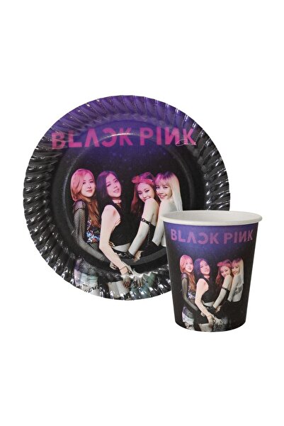 Parti dolabı Σετ γενεθλίων Black Pink για 16 άτομα Black Pink Balloon Plate Cup Balloon Party Set