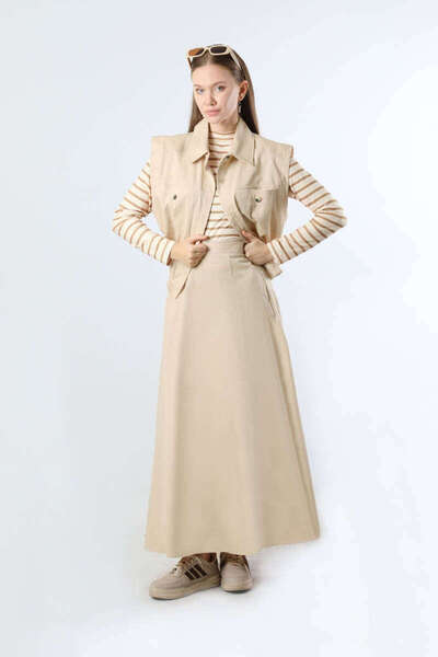 ZÜLAYS Lastikli Yelek Etek Takım Taş