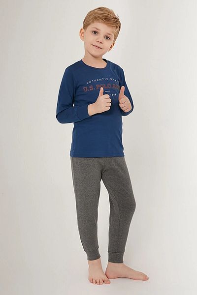 U.S. Polo Assn. Costum de pijama pentru băiat, cu mânecă lungă, 100% bumbac, cu licență 1502