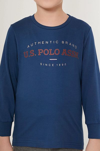 U.S. Polo Assn. Costum de pijama pentru băiat, cu mânecă lungă, 100% bumbac, cu licență 1502