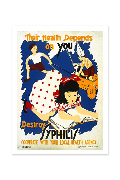 Beril Yamaç Design Studio Poster decorativ vintage „Distruge Sifilisul”, repr...