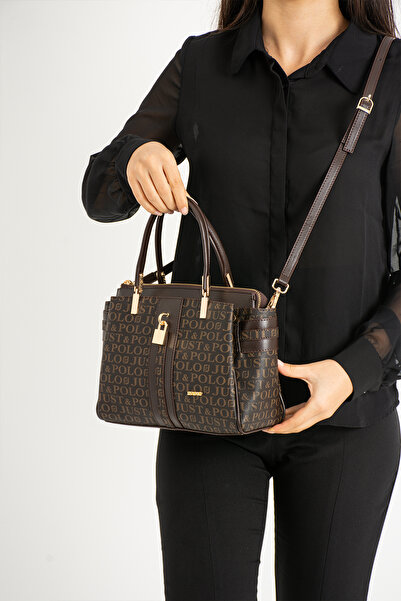 Just Polo Kahve Monogram Kadın El Ve Omuz Çantası