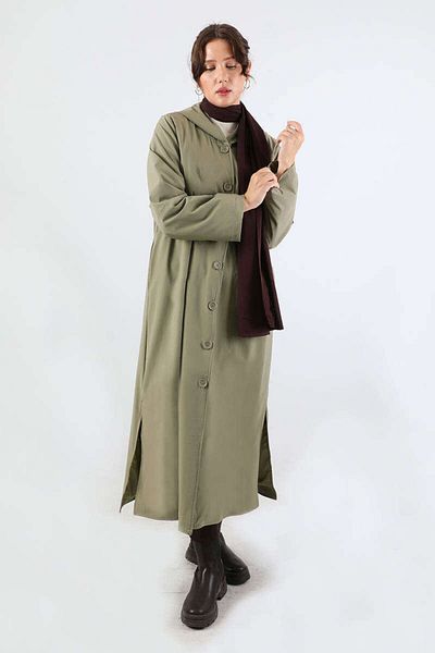 ZÜLAYS Hooded Long Trench Khaki