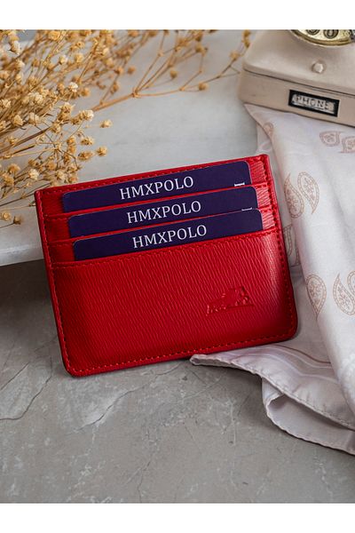 HMXPOLO Unisex Card Holder Red