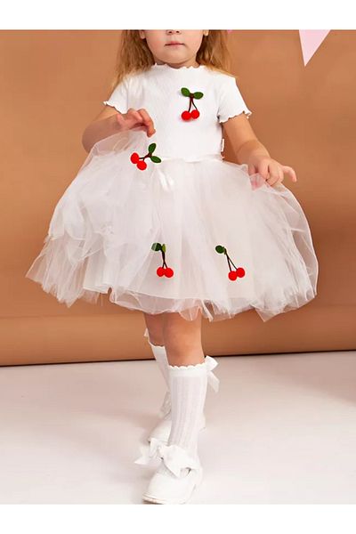 nc gift Κοντό μανίκι με βαμβακερή επένδυση Tutu Girl Πριγκίπισσα από τούλι φόρεμα