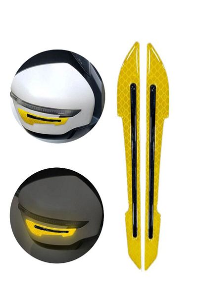 Özasya AVM YELLOW COLOR Car Mirror Crash Protector Colorful Reflective Strip
