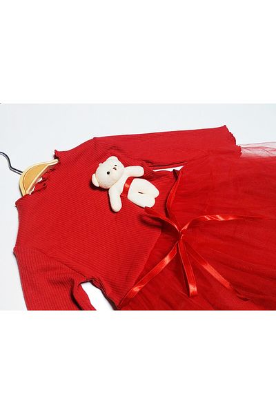 nc gift Micul ursuleț cu mânecă lungă căptușită fustă tutu rochie fetiță din tul