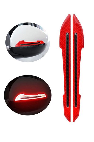 Özasya AVM RED COLOR Reflective Sticker for 2 Mirrors Beacon Paste Auto Accessory