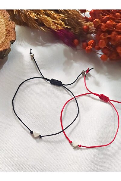 MARCİELO Accessories Kalpli Kırmızı - Siyah Ipli Çift Bilekliği - Arkadaşlık ...