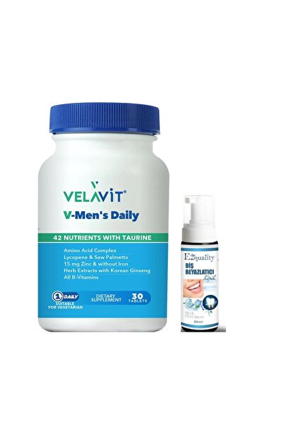 Velavit V-Mens Daily Food Supplement 30 Tablets - Teeth Whitening Foam Gift