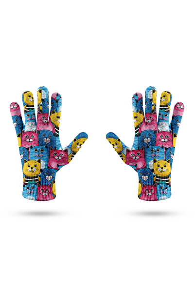 Ogobongo قفازات نسائية مطبوعة رقميًا على شكل قطط - لمس بأطراف الأصابع