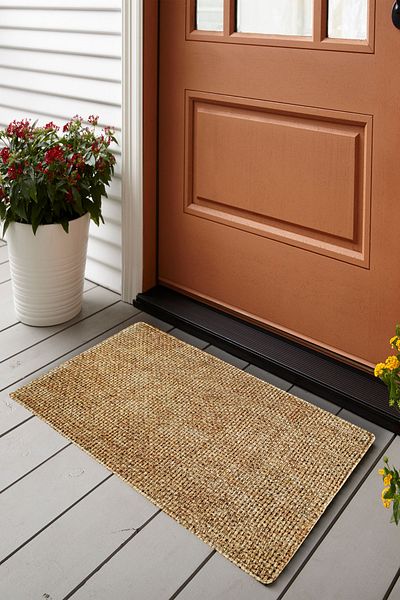 Vagonik Jute Patterned Jute Detailed PVC Based Thick Door Mat 45x75