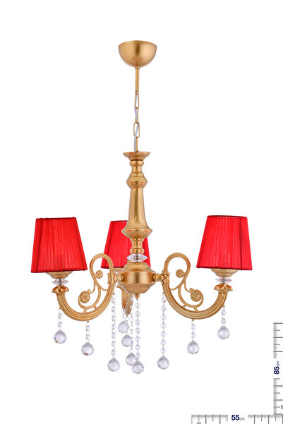 Genel Markalar Berra 3 Lü Kırmızı Şapkalı Lüx Avize (gold)