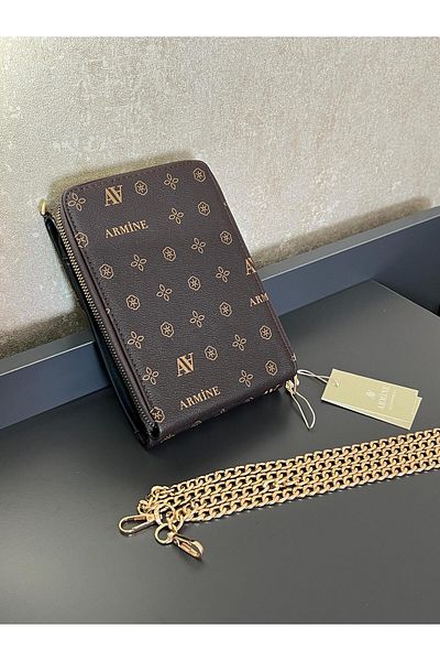 Armine ARM.266.KV.B Armine 2 Compartment Zipper and Clip Closure Designed Leather Handbag