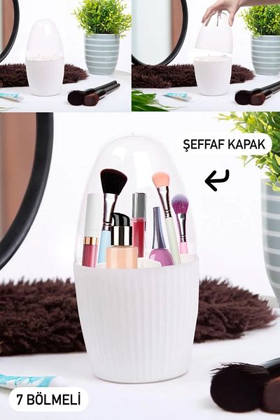 Bayev Set de două 7 compartimente și organizator rotativ de bijuterii perie de machiaj și organizator de cosmetice alb